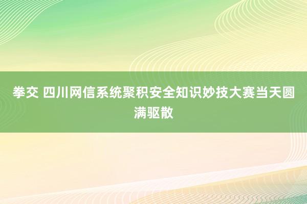 拳交 四川网信系统聚积安全知识妙技大赛当天圆满驱散