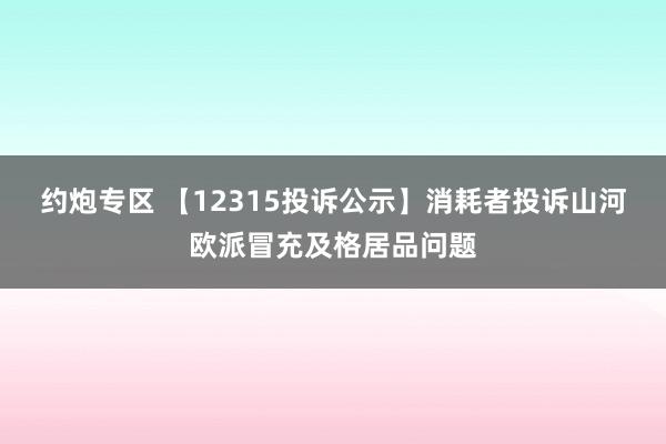 约炮专区 【12315投诉公示】消耗者投诉山河欧派冒充及格居品问题