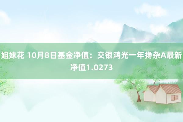 姐妹花 10月8日基金净值：交银鸿光一年搀杂A最新净值1.0273