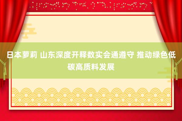 日本萝莉 山东深度开释数实会通遵守 推动绿色低碳高质料发展