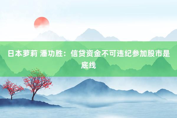 日本萝莉 潘功胜：信贷资金不可违纪参加股市是底线