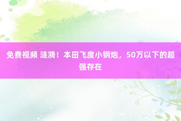 免费视频 涟漪！本田飞度小钢炮，50万以下的超强存在