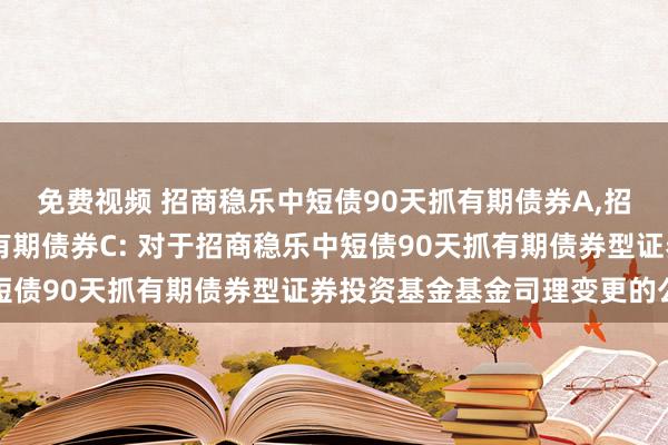 免费视频 招商稳乐中短债90天抓有期债券A，招商稳乐中短债90天抓有期债券C: 对于招商稳乐中短债90天抓有期债券型证券投资基金基金司理变更的公告