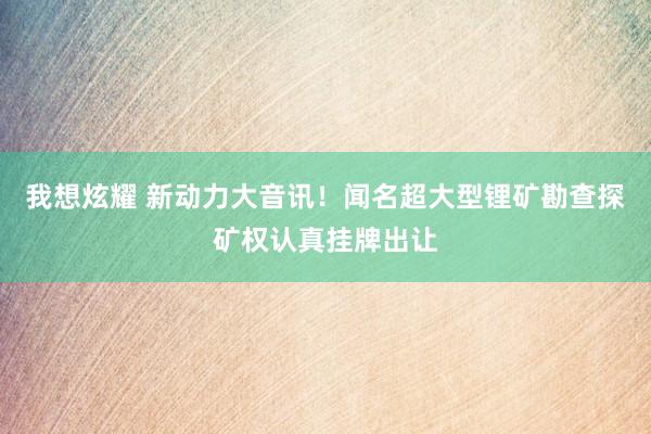 我想炫耀 新动力大音讯！闻名超大型锂矿勘查探矿权认真挂牌出让