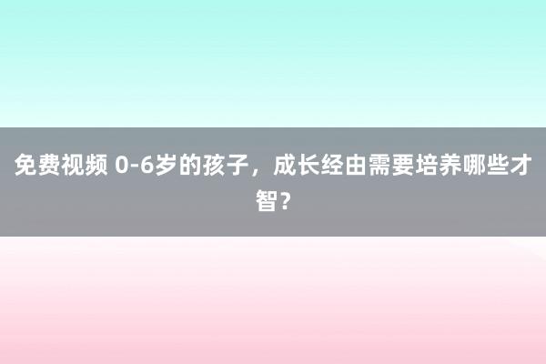 免费视频 0-6岁的孩子，成长经由需要培养哪些才智？