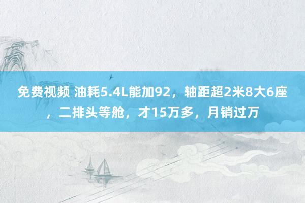 免费视频 油耗5.4L能加92，轴距超2米8大6座，二排头等舱，才15万多，月销过万