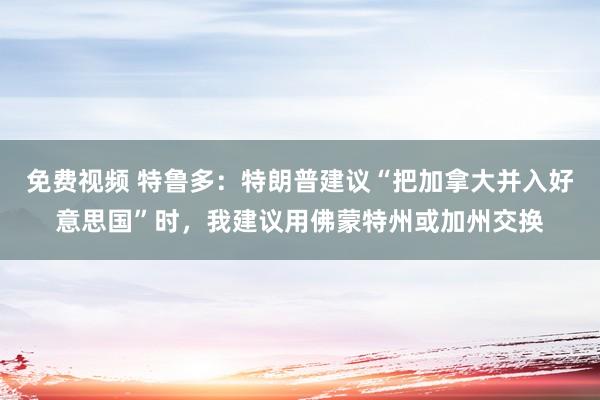 免费视频 特鲁多：特朗普建议“把加拿大并入好意思国”时，我建议用佛蒙特州或加州交换