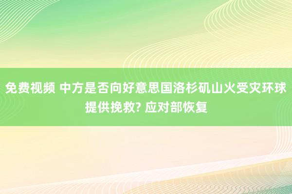 免费视频 中方是否向好意思国洛杉矶山火受灾环球提供挽救? 应对部恢复